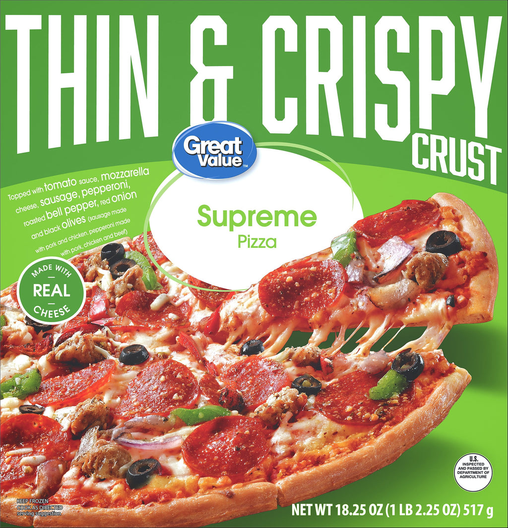 Great Value Thin Crust Supreme Frozen Pizza 18.25 Oz