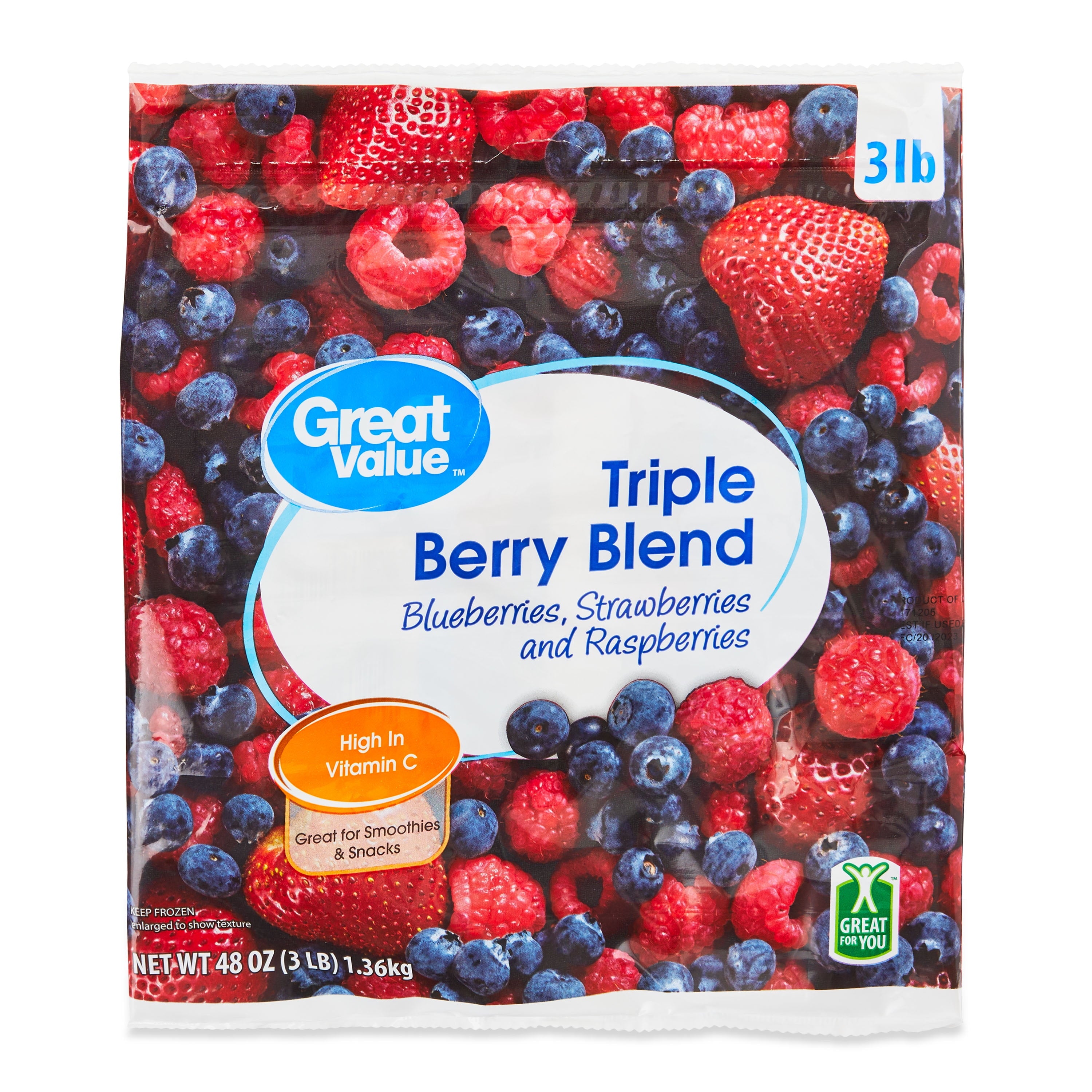 Great Value Triple Berry Blend Frozen 48 Oz