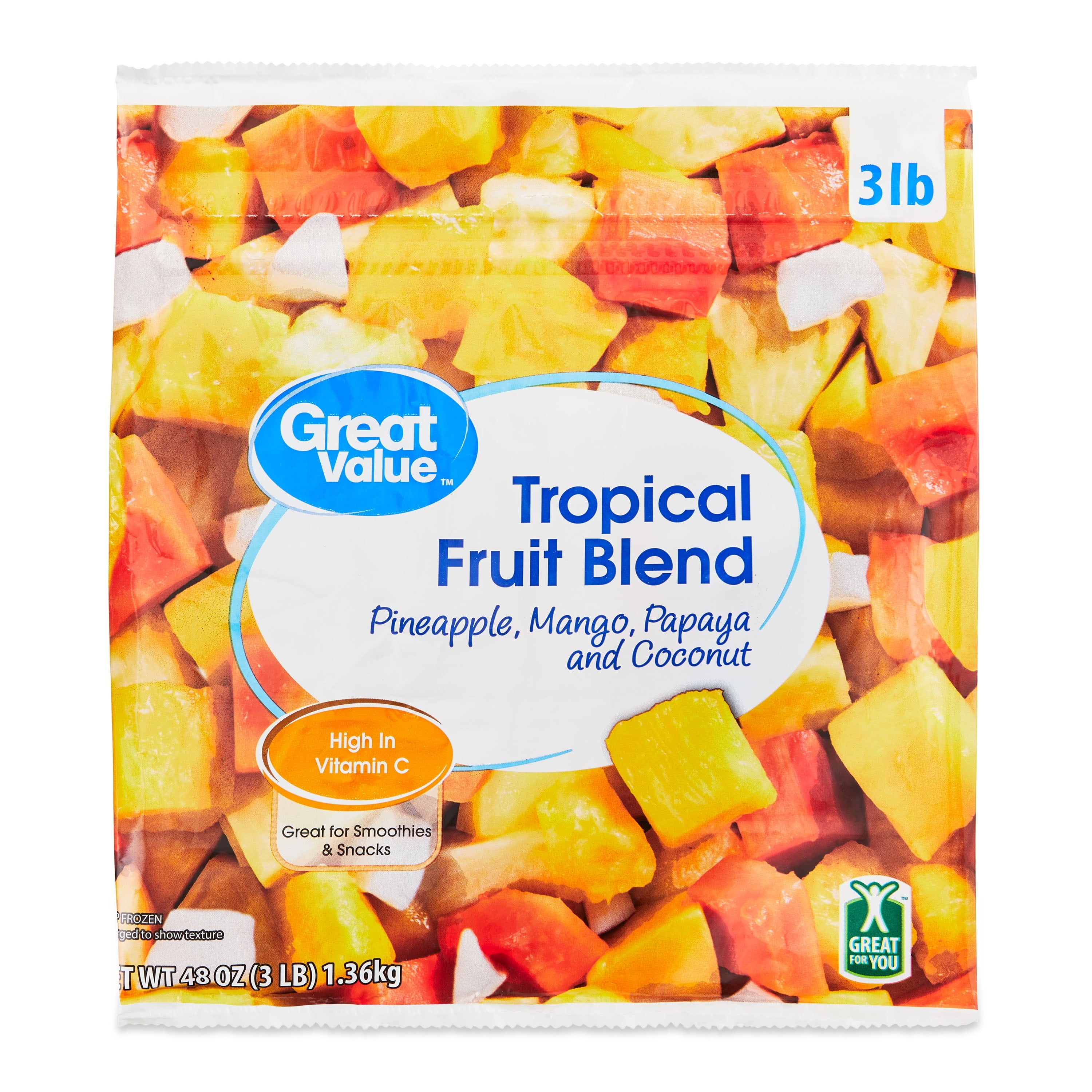 Great Value Tropical Fruit Blend Frozen 48 Oz