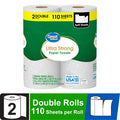 Great Value Ultra Strong Paper Towels, White, 2 Double Rolls
