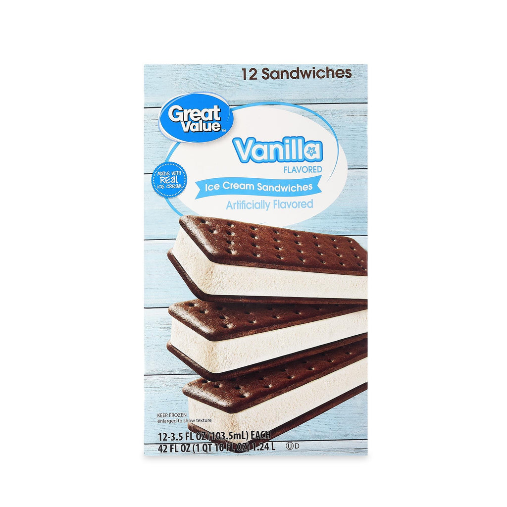 Great Value Vanilla Ice Cream Sandwiches 42 Fl Oz 12 Count