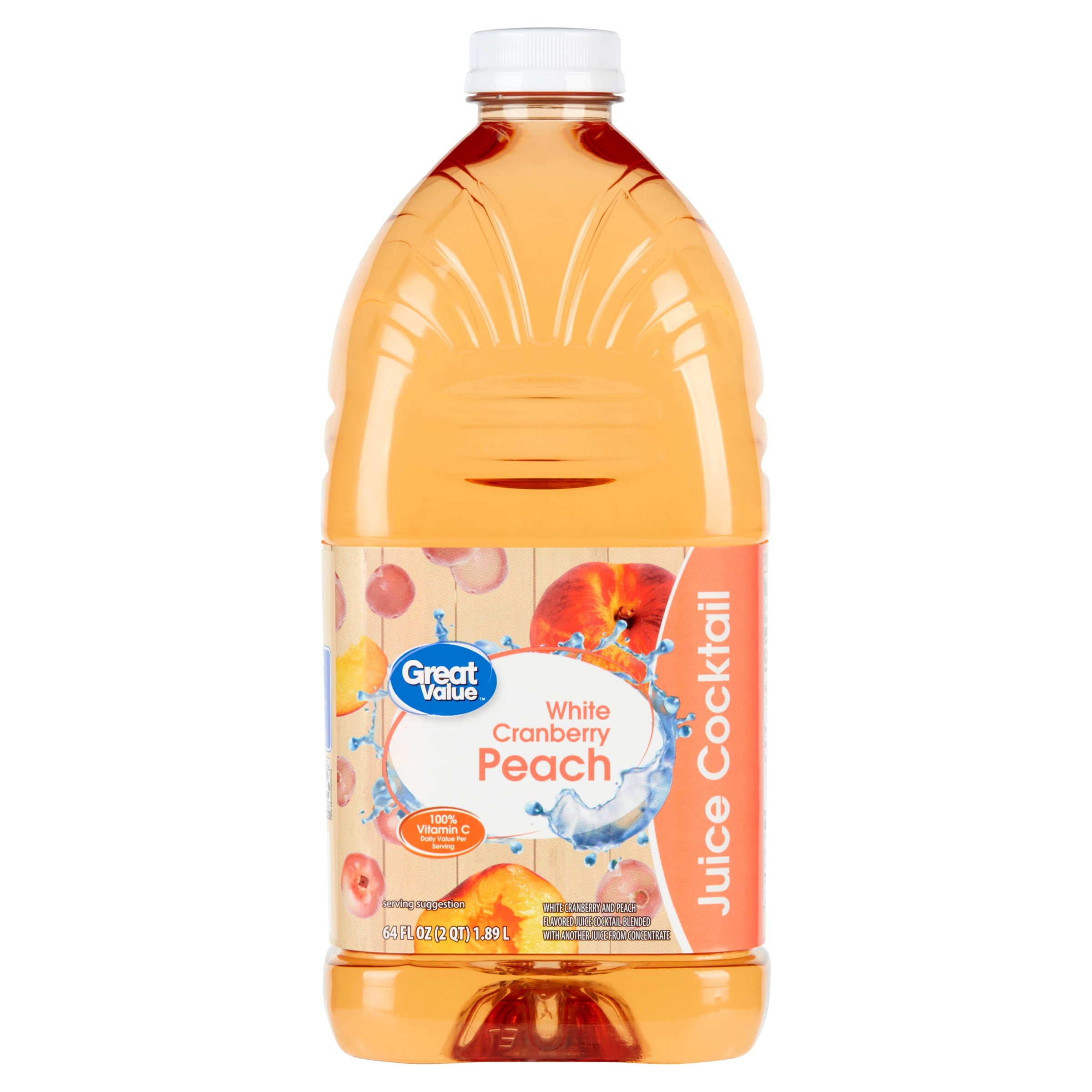 Great Value White Cranberry Peach Juice Cocktail 64 fl oz Bottle