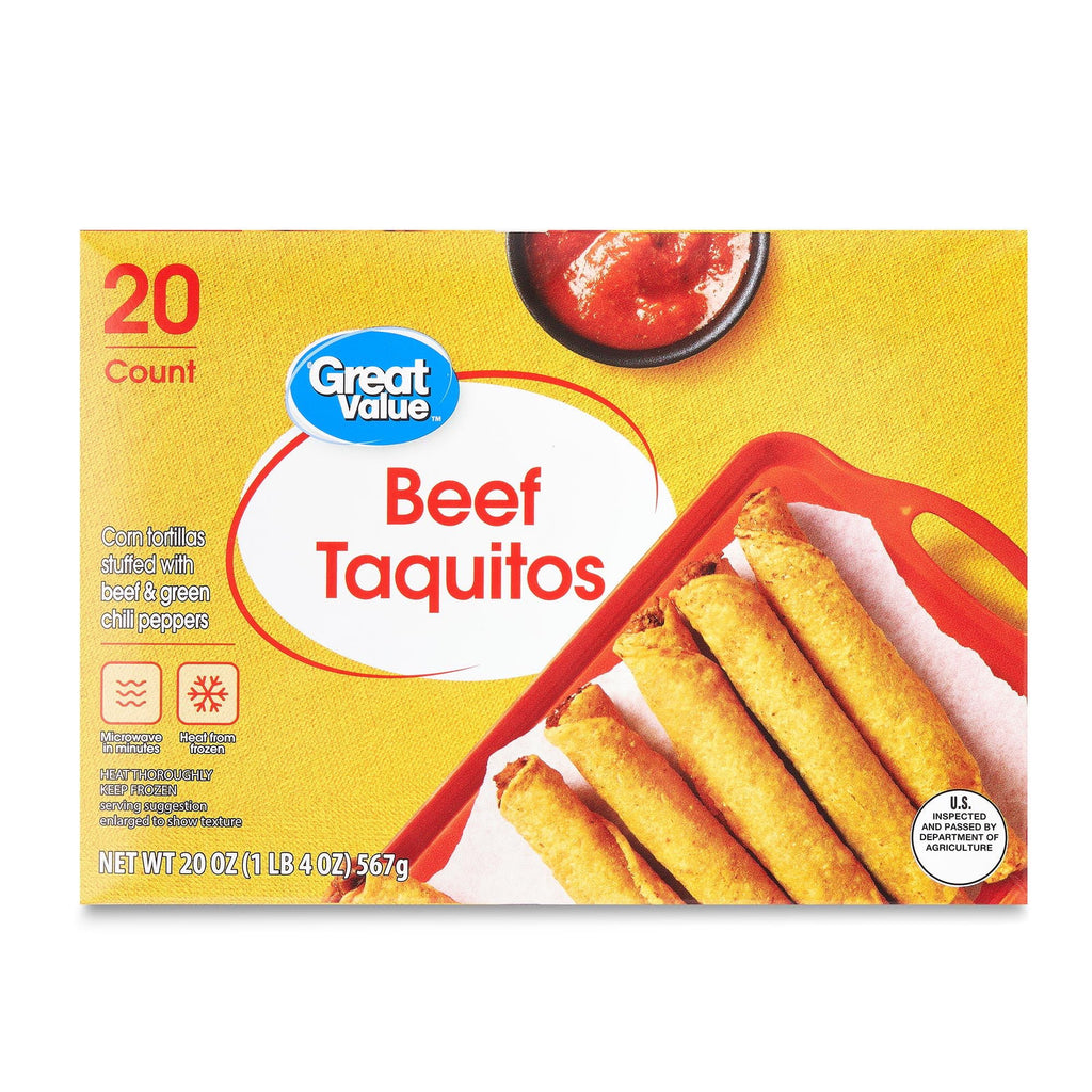 Great Value Yellow Corn Masa Beef Taquitos Frozen 20 Oz 20 Count
