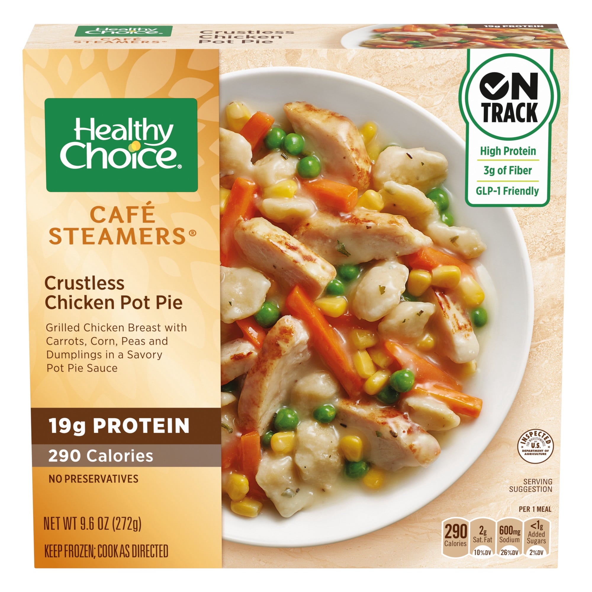 Healthy Choice Cafe Steamers Crustless Chicken Pot Pie Frozen Meal 9.6 Oz