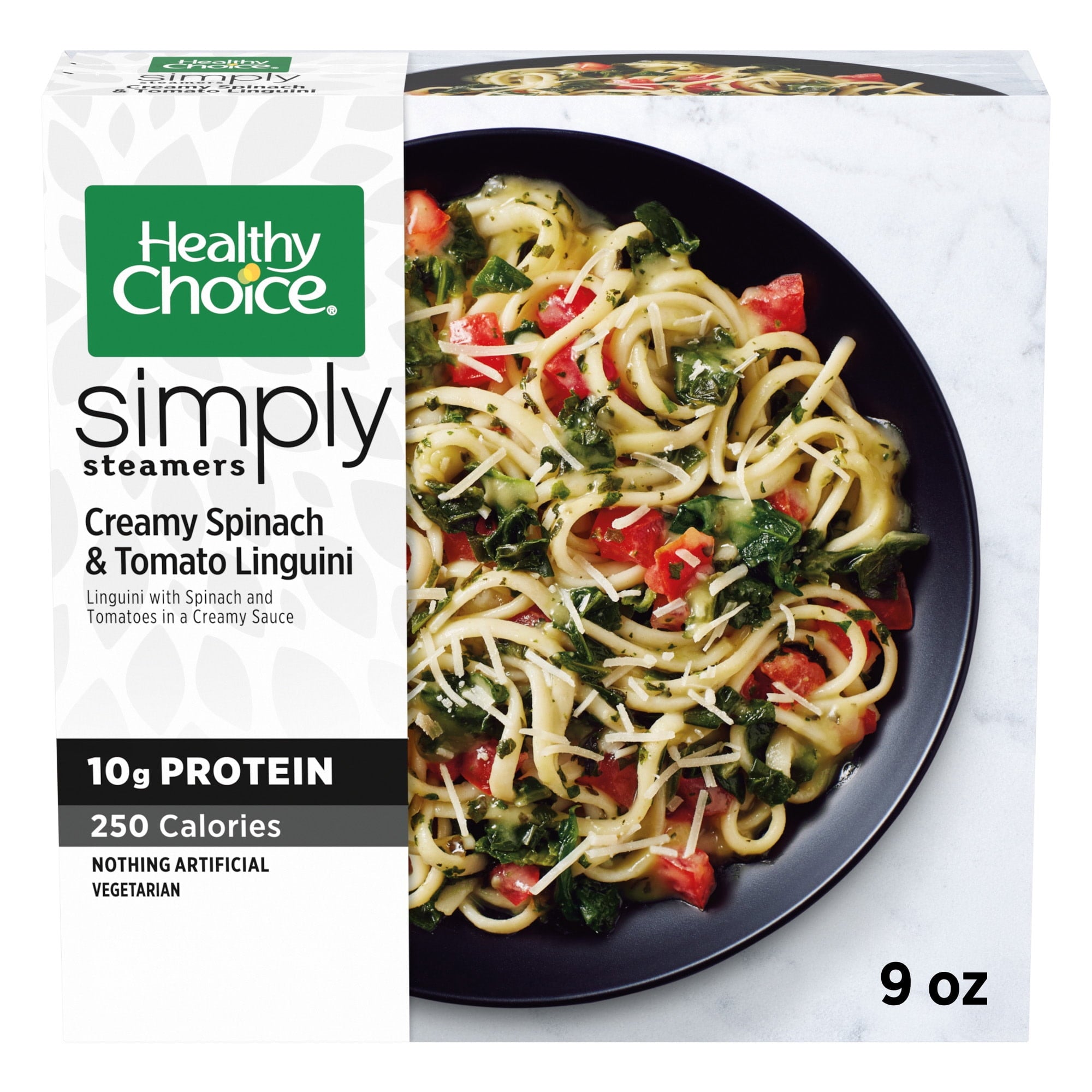 Healthy Choice Simply Steamers Creamy Spinach & Tomato Linguini Frozen Meal 9 Oz