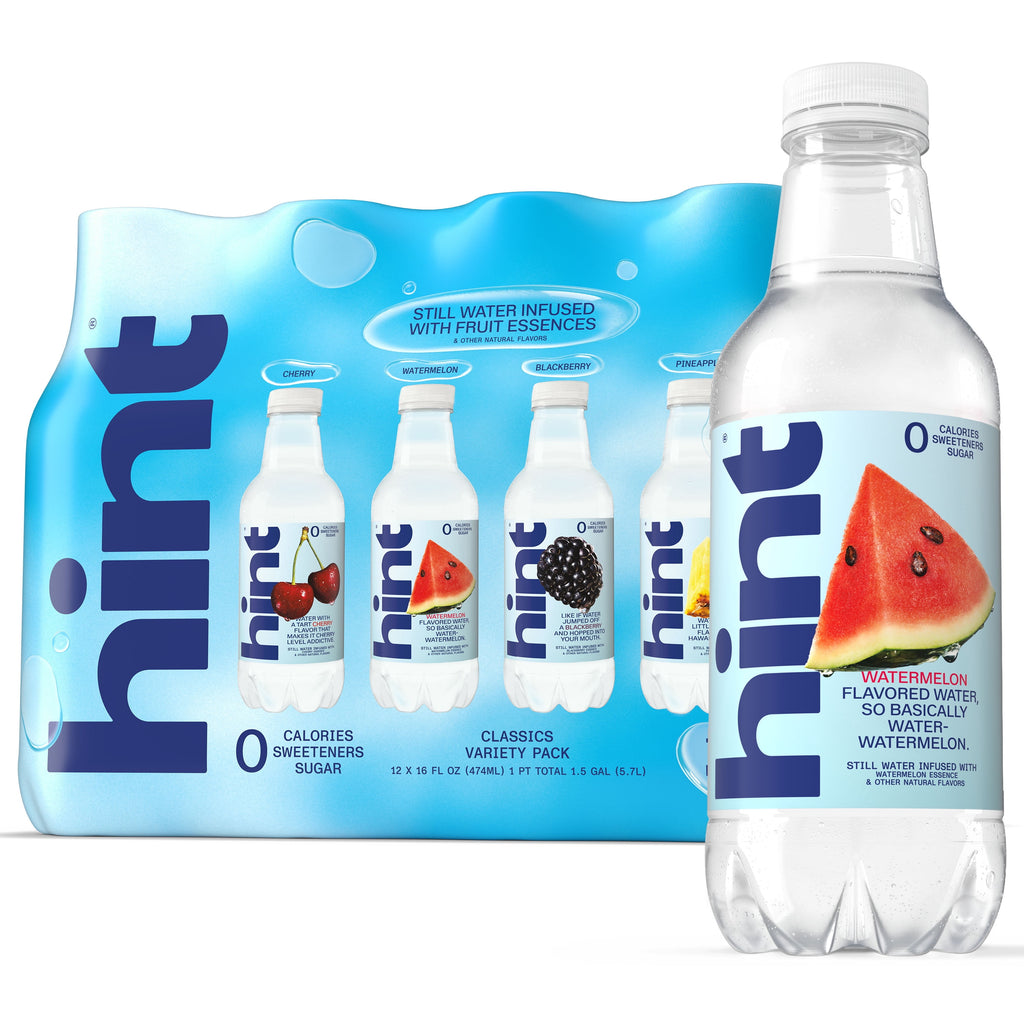 Hint Blue 4-Flavor Variety Pack Flavored Water 16 fl oz 12 Pack Plastic Bottles