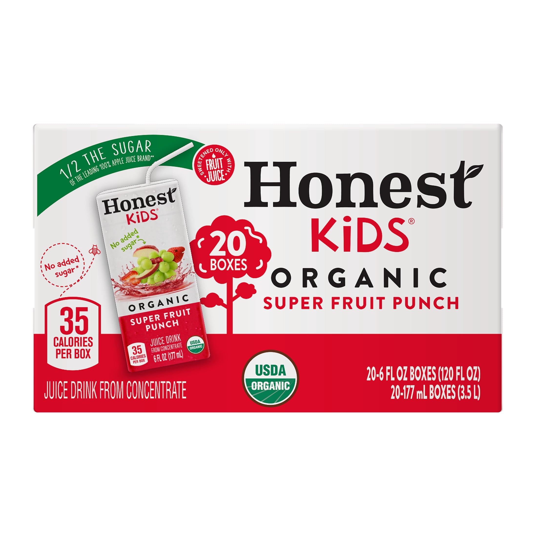 Honest Kids Super Fruit Punch Organic Juice Drink 6 fl oz 20 Pack
