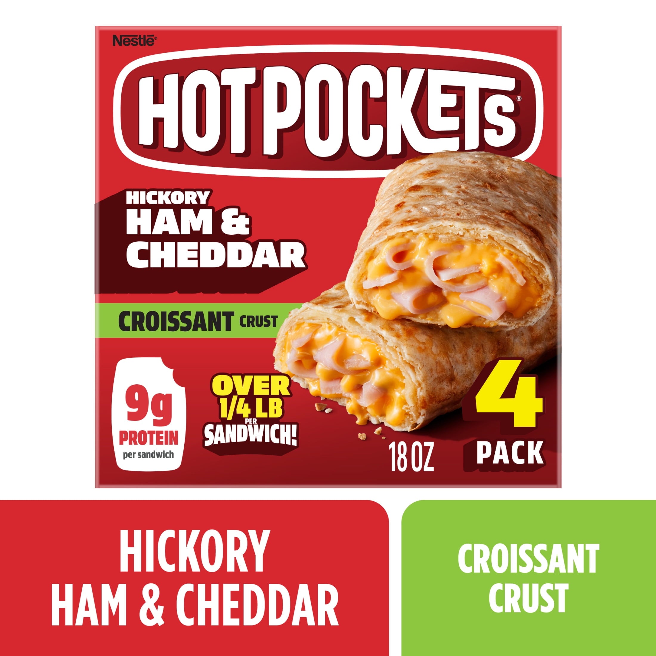 Hot Pockets Ham and Cheddar Croissant Crust Frozen Sandwiches 18 Oz 4 Count