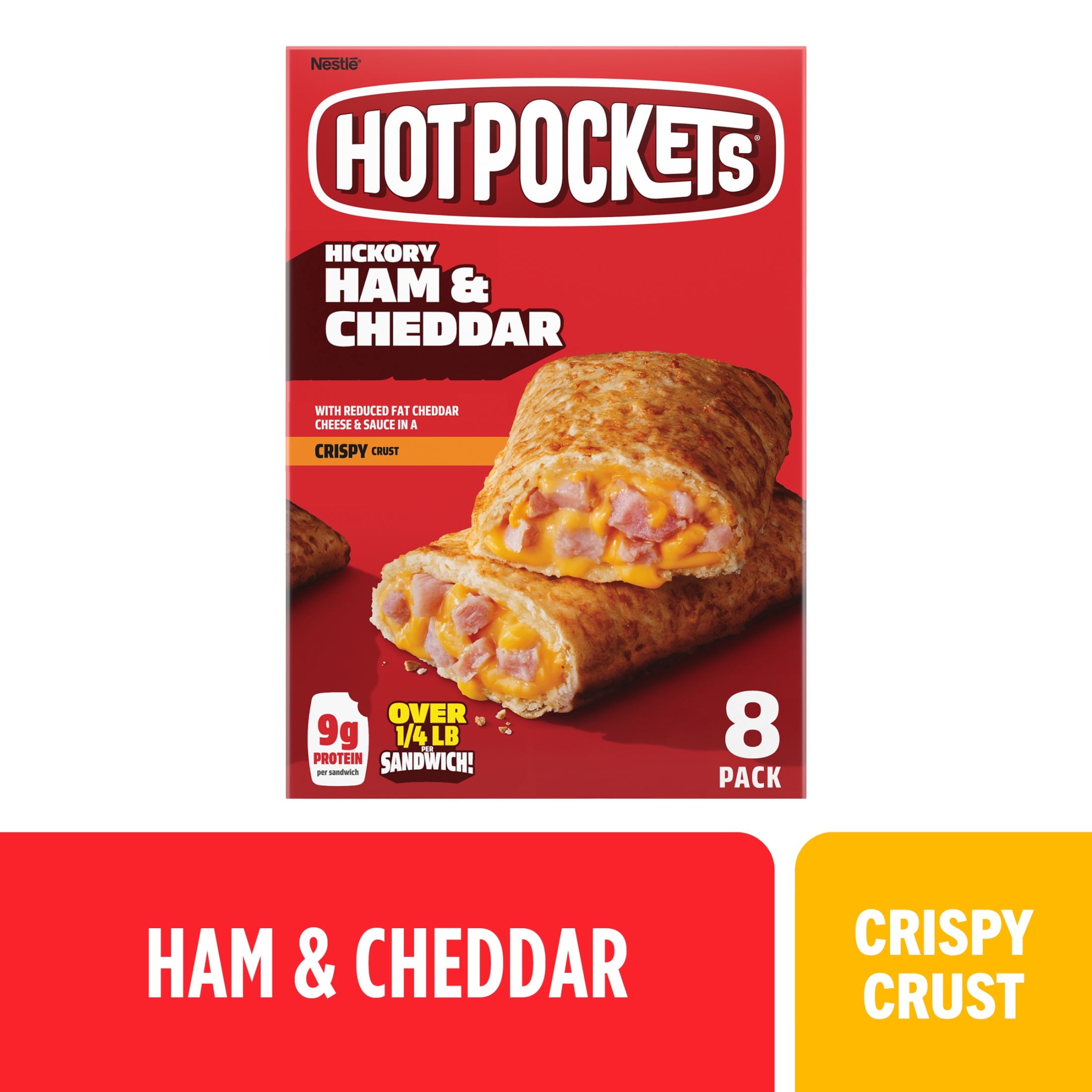 Hot Pockets Hickory Ham and Cheddar Frozen Sandwich Snacks 36 Oz 8 Count