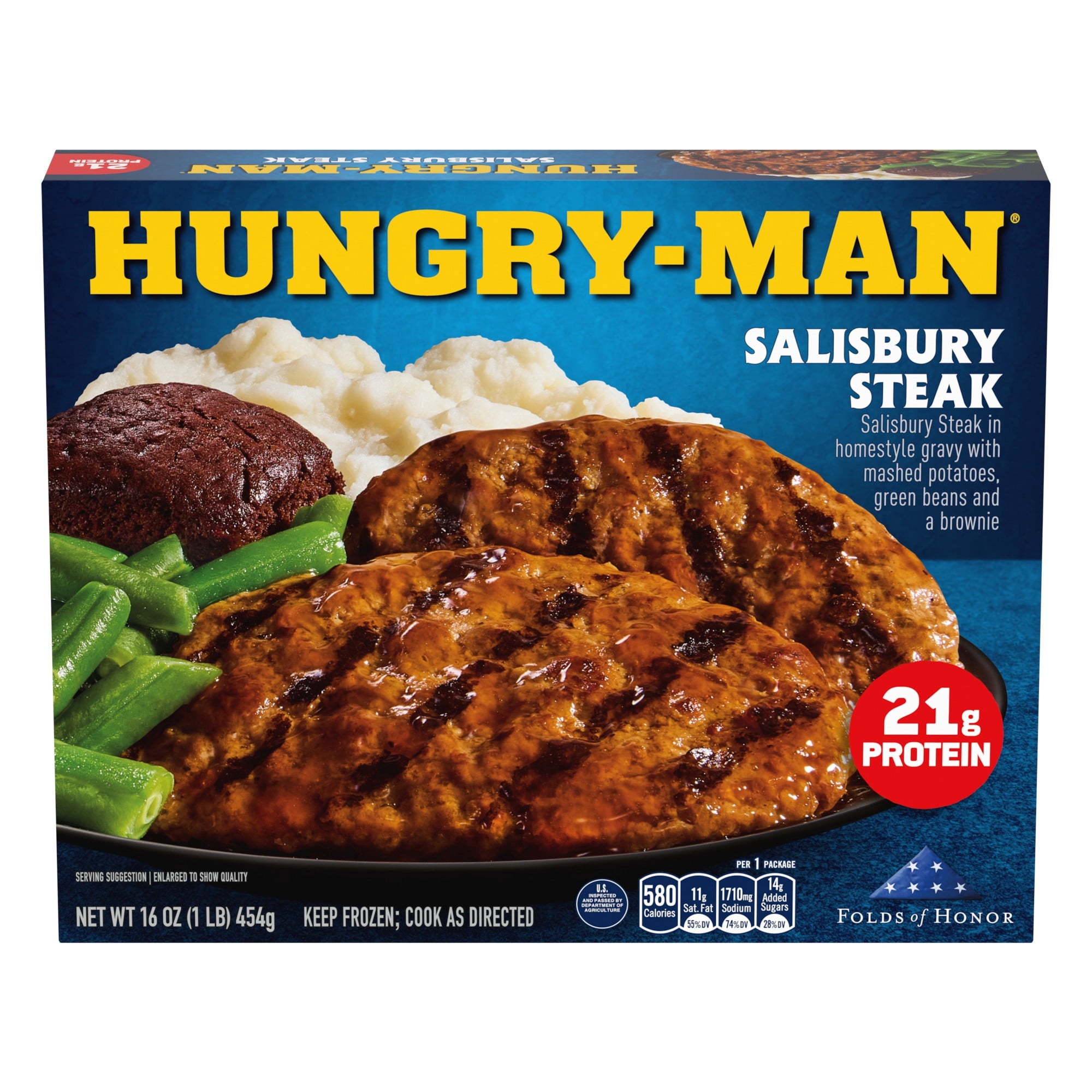 Hungry-Man Salisbury Steak Frozen Meal 16 Oz