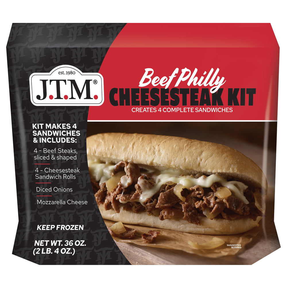 J.T.M. Beef Philly Cheese Steak Kit Frozen 36 Oz 4 Count