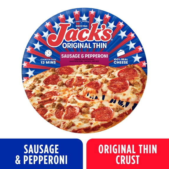 Jack's Sausage & Pepperoni Thin Crust Frozen Pizza 15 Oz