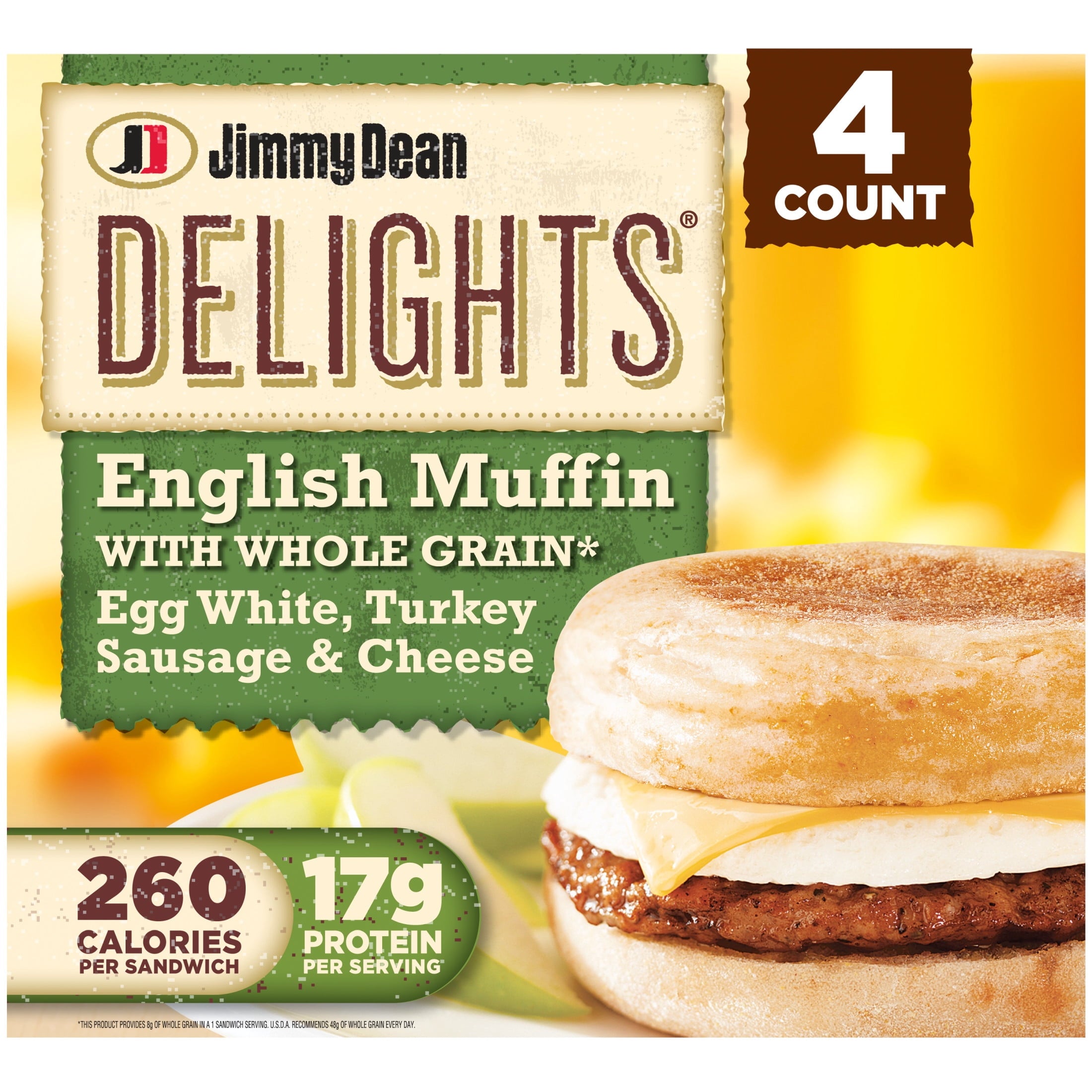 Jimmy Dean Delights Turkey Sausage Egg White & Cheese English Muffin 16.4 Oz 4 Count