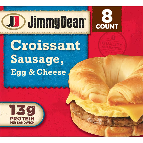 Jimmy Dean Frozen Breakfast Sandwich, Sausage Egg & Cheese Croissant, 8 Count
