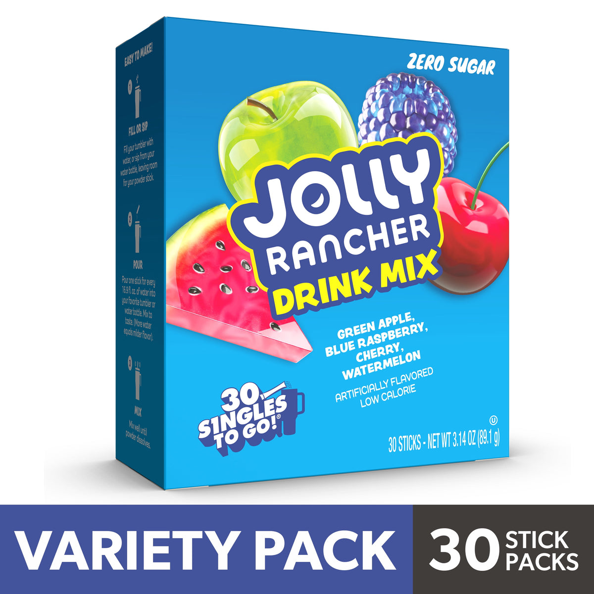 Jolly Rancher Sugar-Free Variety Pack Singles to Go Powdered Drink Mix 30 Count