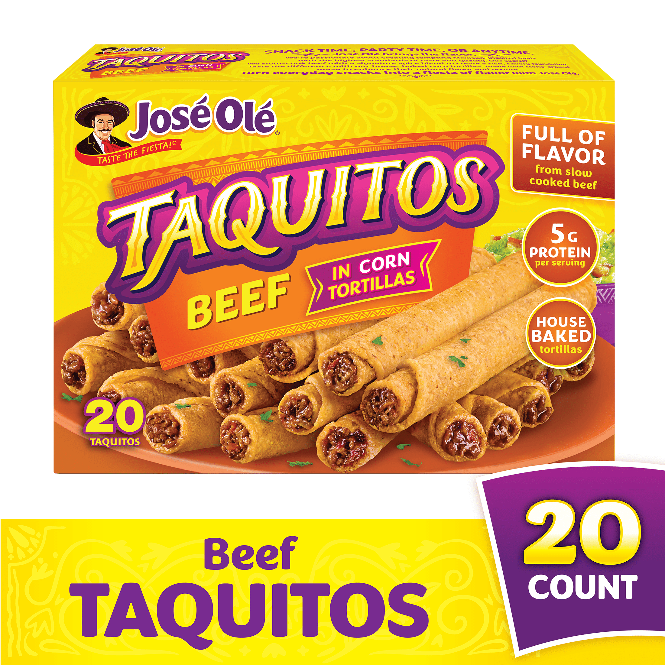 José Olé Beef Corn Taquitos Frozen Mexican Food 20 Oz 20 Count