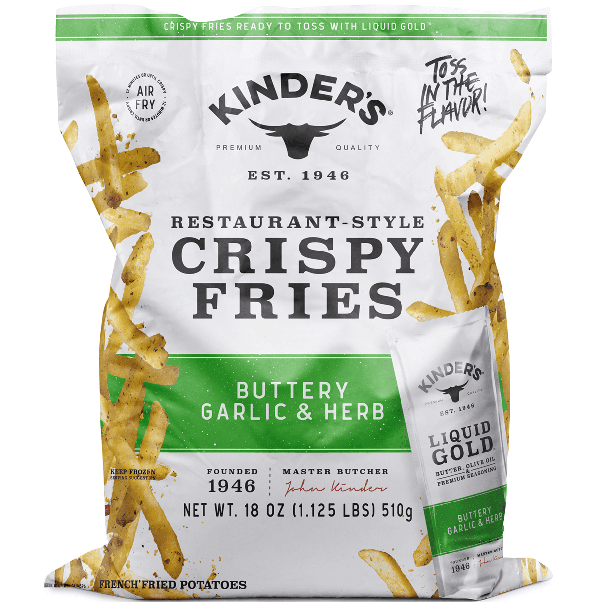 Kinder's Buttery Garlic and Herb Frozen Crispy Fries 18 Oz