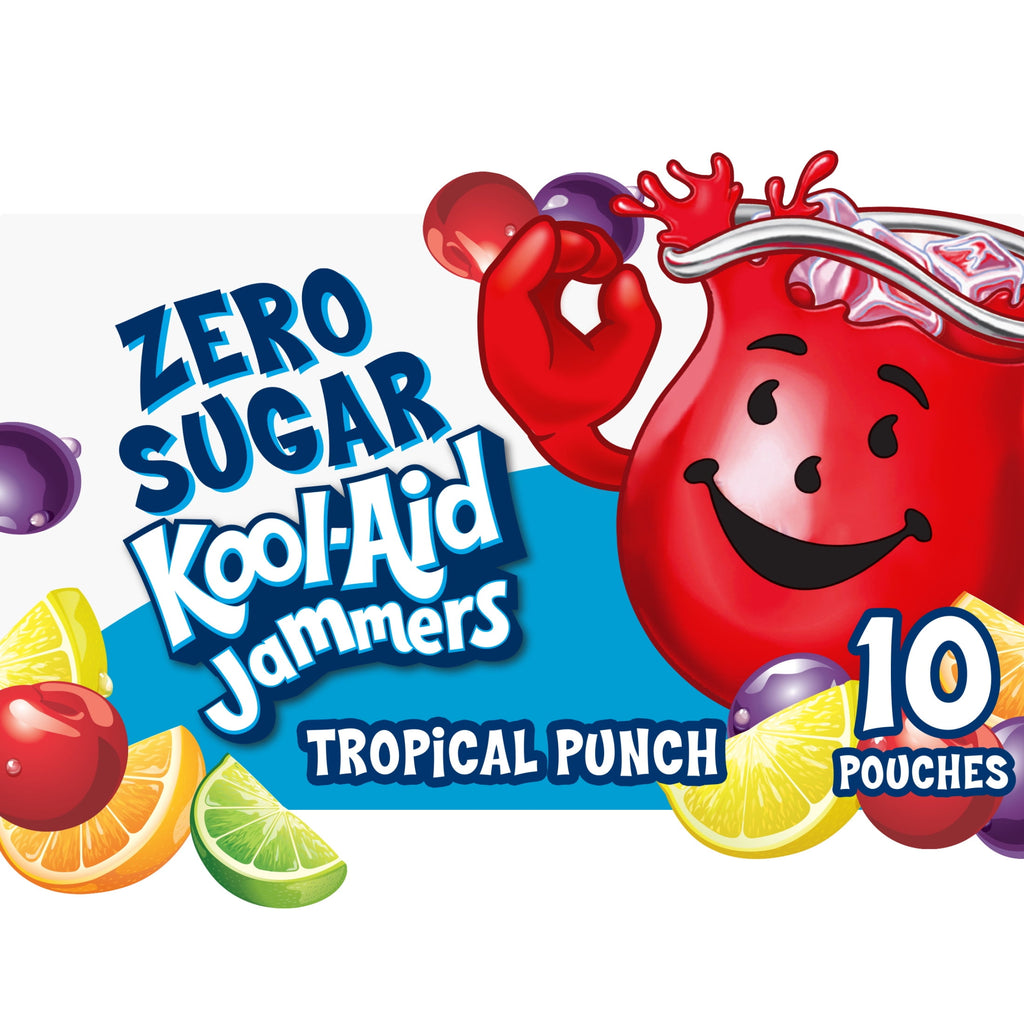 Kool-Aid Zero Sugar Jammers Tropical Punch Artificially Flavored Drink 10 Count 6 fl oz Pouches