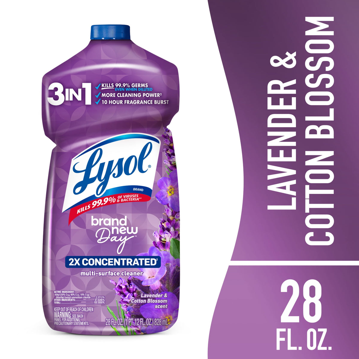 Lysol Brand New Day 2X Concentrated Multi-Surface Disinfectant Cleaner Lavender & Cotton Blossom 28 fl oz