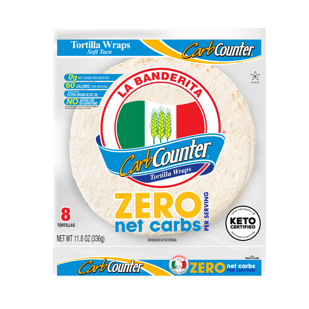 Carb Counter Zero Net Carbs Soft Taco Flour Tortillas 11.8 Oz 8 Count La Banderita