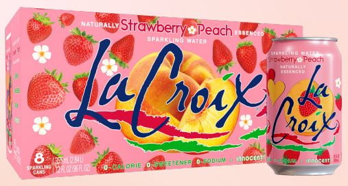 LaCroix Strawberry Peach Sparkling Water 12 fl oz Cans 8 Pack