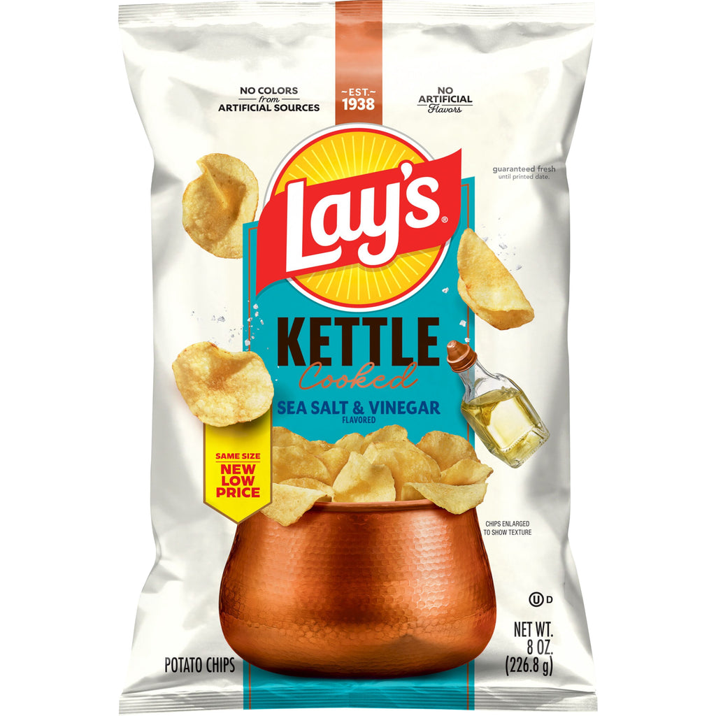 Kettle Cooked Sea Salt & Vinegar Potato Chips 8 Oz Lay's