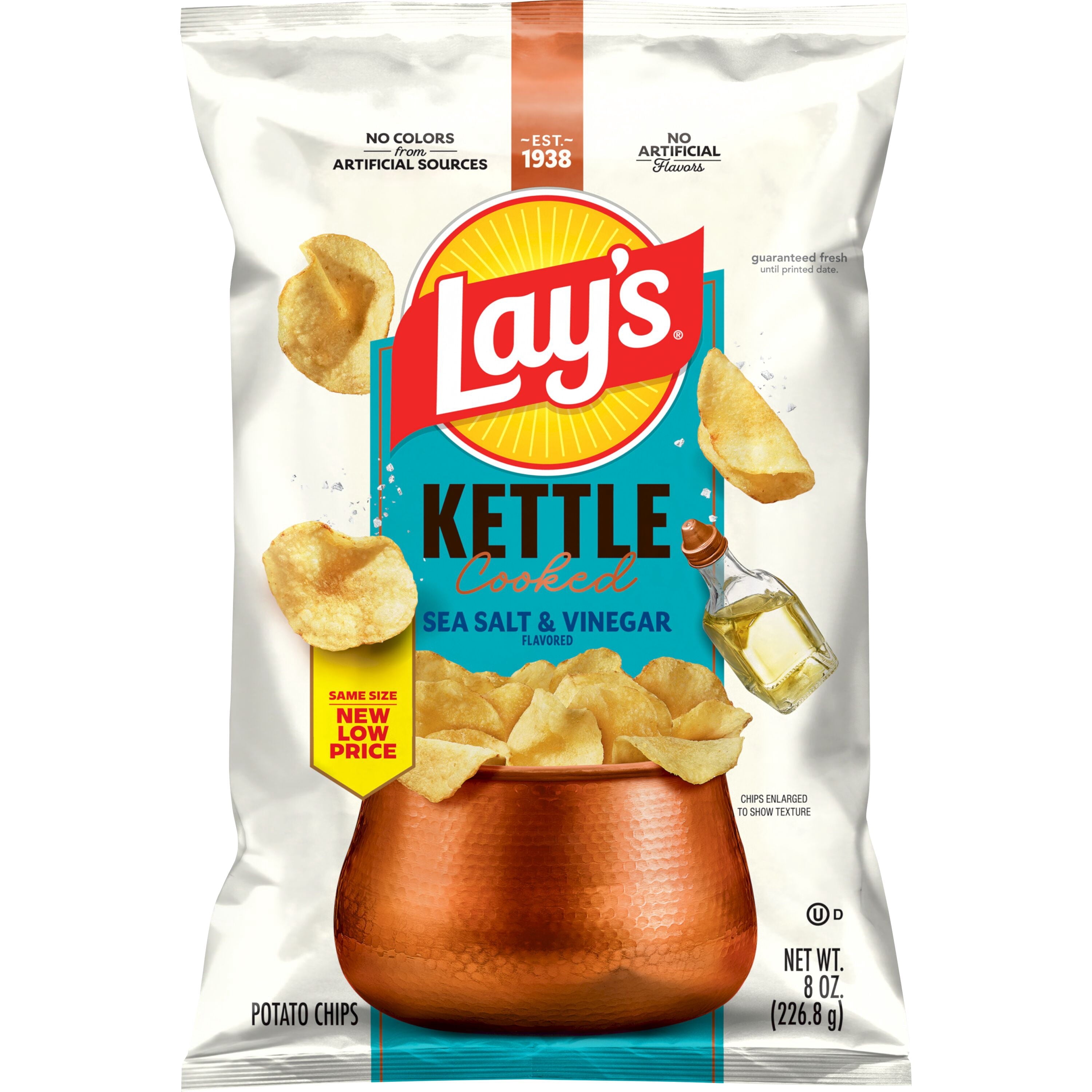 Kettle Cooked Sea Salt & Vinegar Potato Chips 8 Oz Lay's