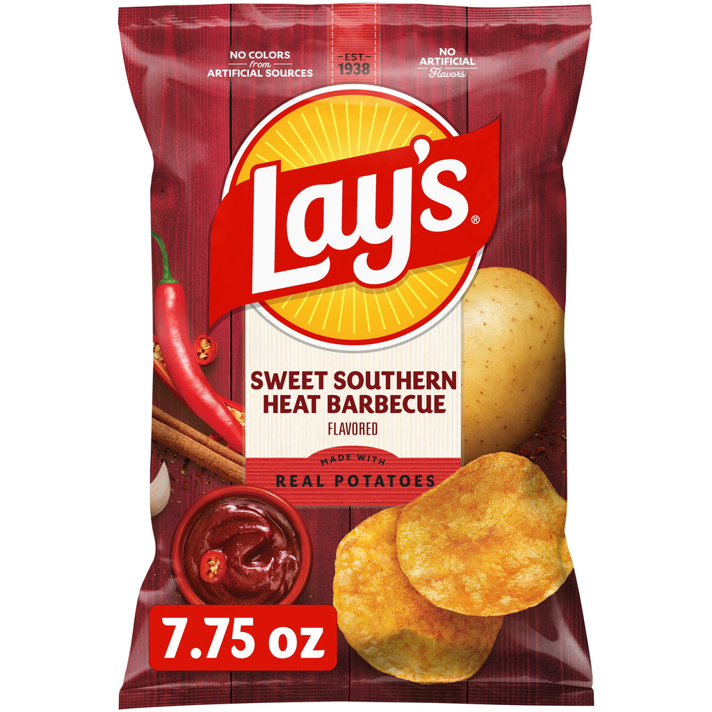 Sweet Southern Heat BBQ Flavored Potato Chips 7.75 Oz Lay's