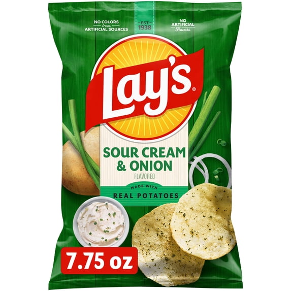 Sour Cream & Onion Flavored Potato Chips 7.75 Oz 1 Count Lay's
