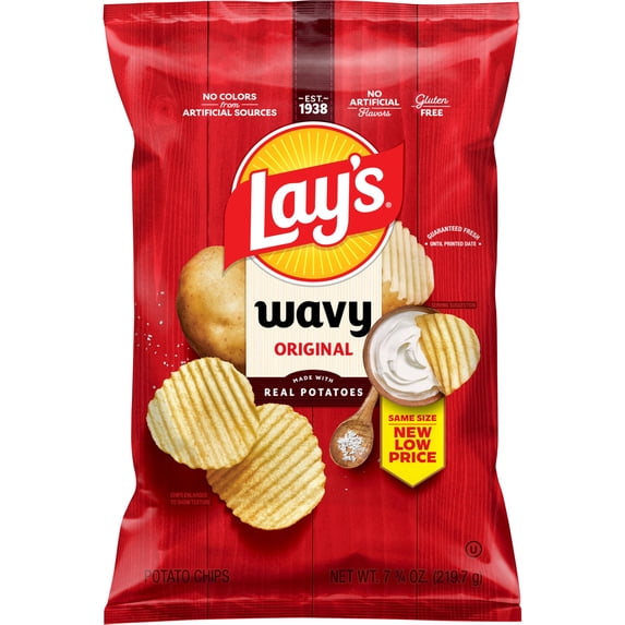 Original Flavored Wavy Potato Chips 7.75 Oz 1 Count Lay's