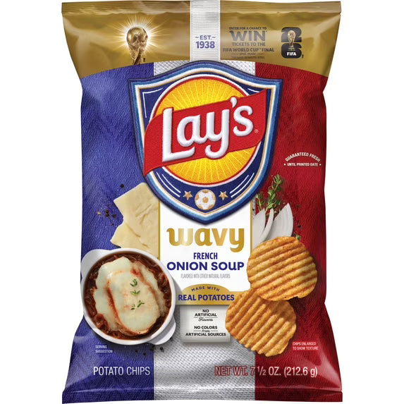 Lay's Wavy Potato Chips French Onion Soup, 7.5 Bag