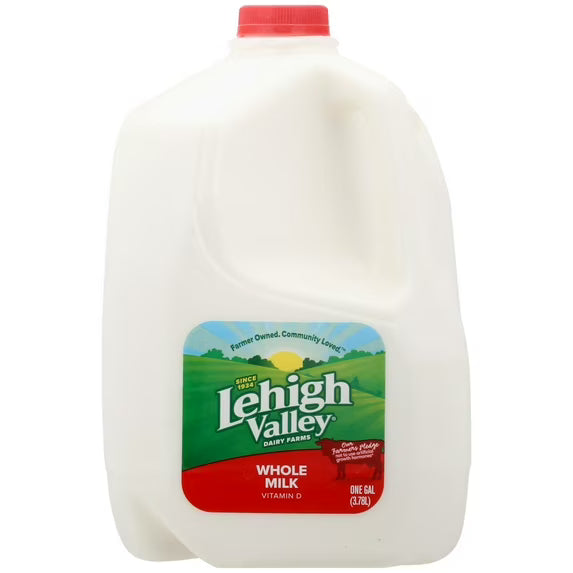 Lehigh Valley Dairy Farms Whole Milk with Vitamin D, Vitamin D Milk Gallon - 1 Jug