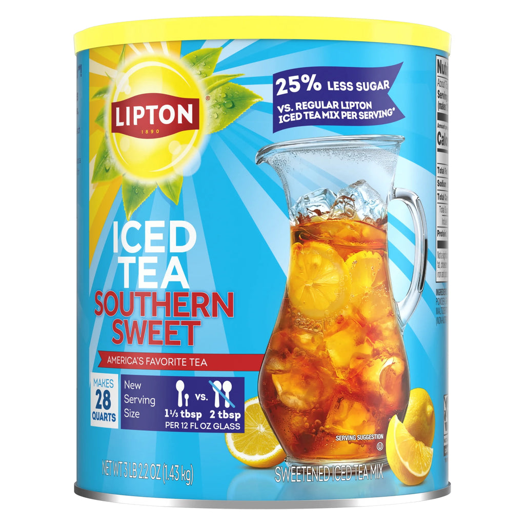 Lipton Reduced Sugar Southern Sweet Naturally Caffeinated Instant Iced Tea Mix 50.2 oz Canister