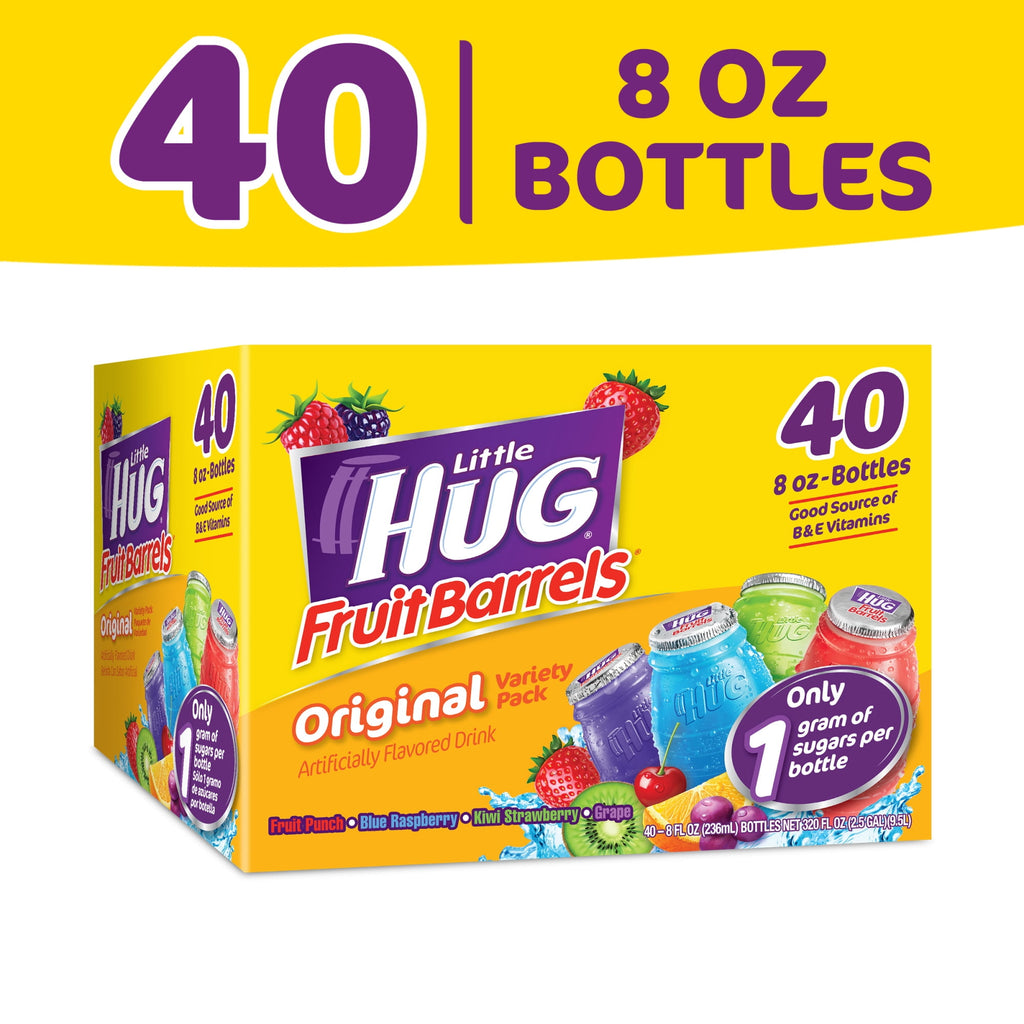 Little HUG Fruit Barrels Original Variety Pack Kids Drinks 40 Count 8 fl oz
