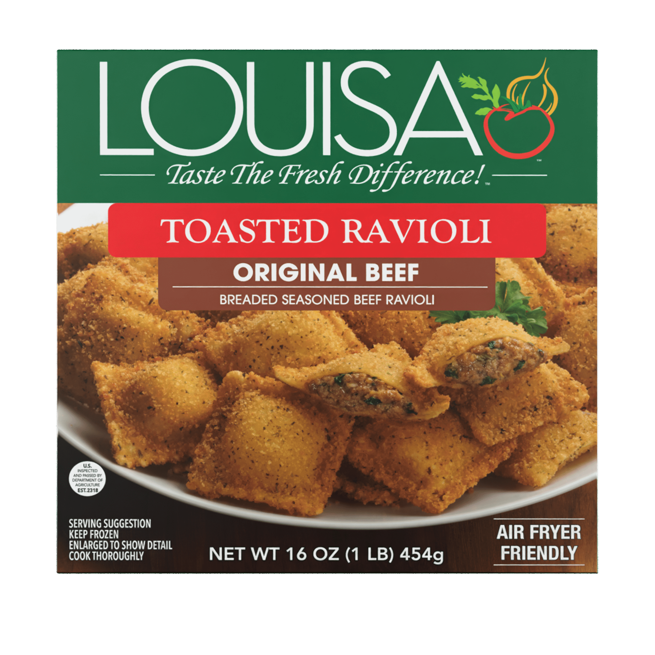 Louisa Original Beef Toasted Ravioli Frozen 16 Oz Box 24 Count
