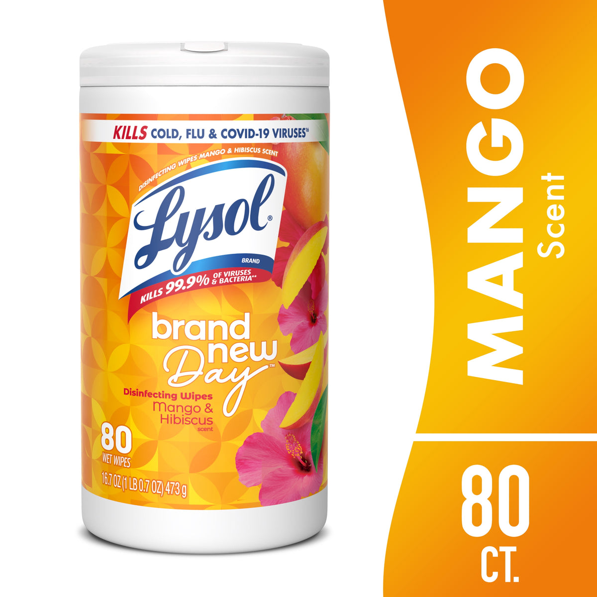 Lysol Disinfecting Wipes Mango & Hibiscus Scent 80 Count
