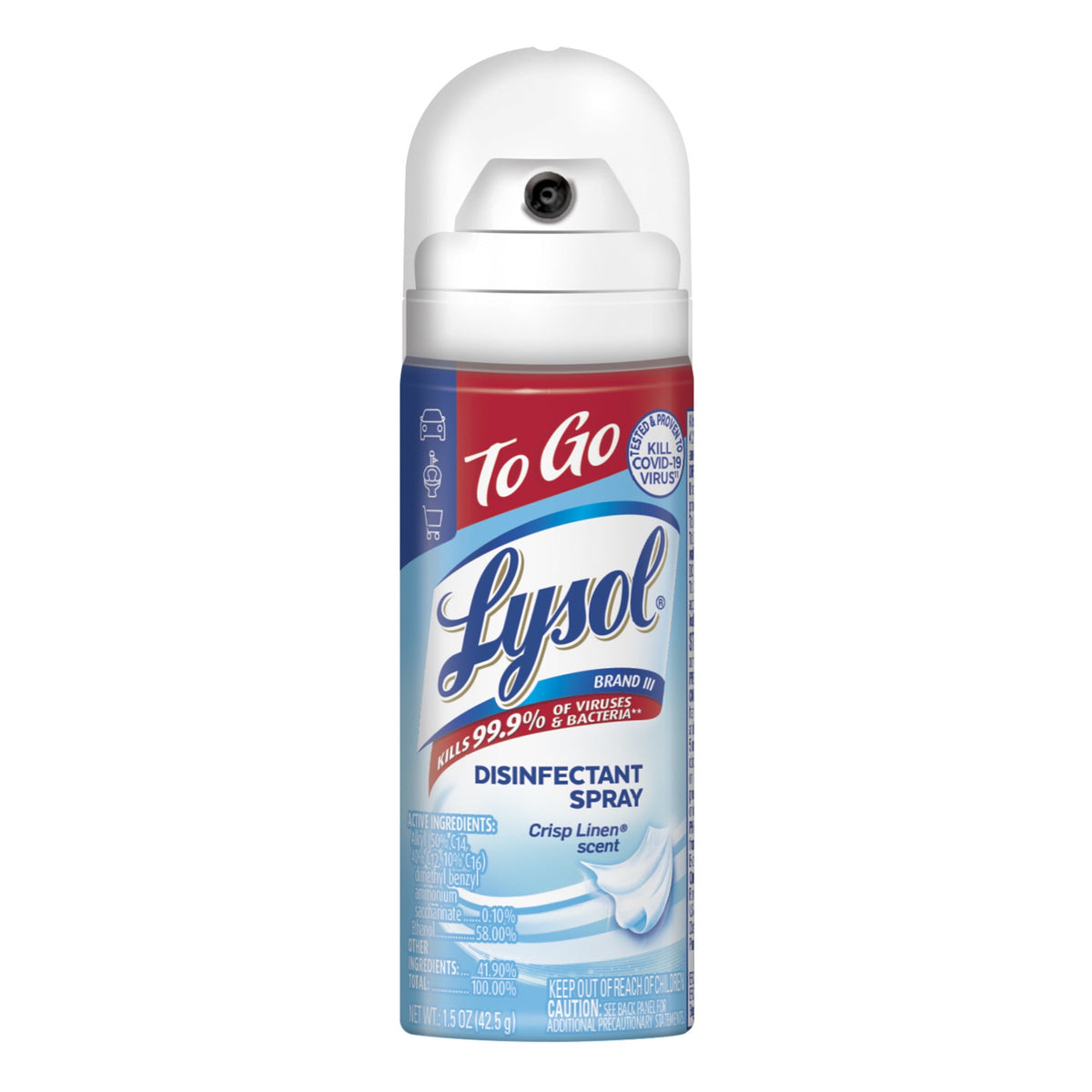 Lysol To Go Travel Size Disinfectant Spray Crisp Linen 1.5 fl oz