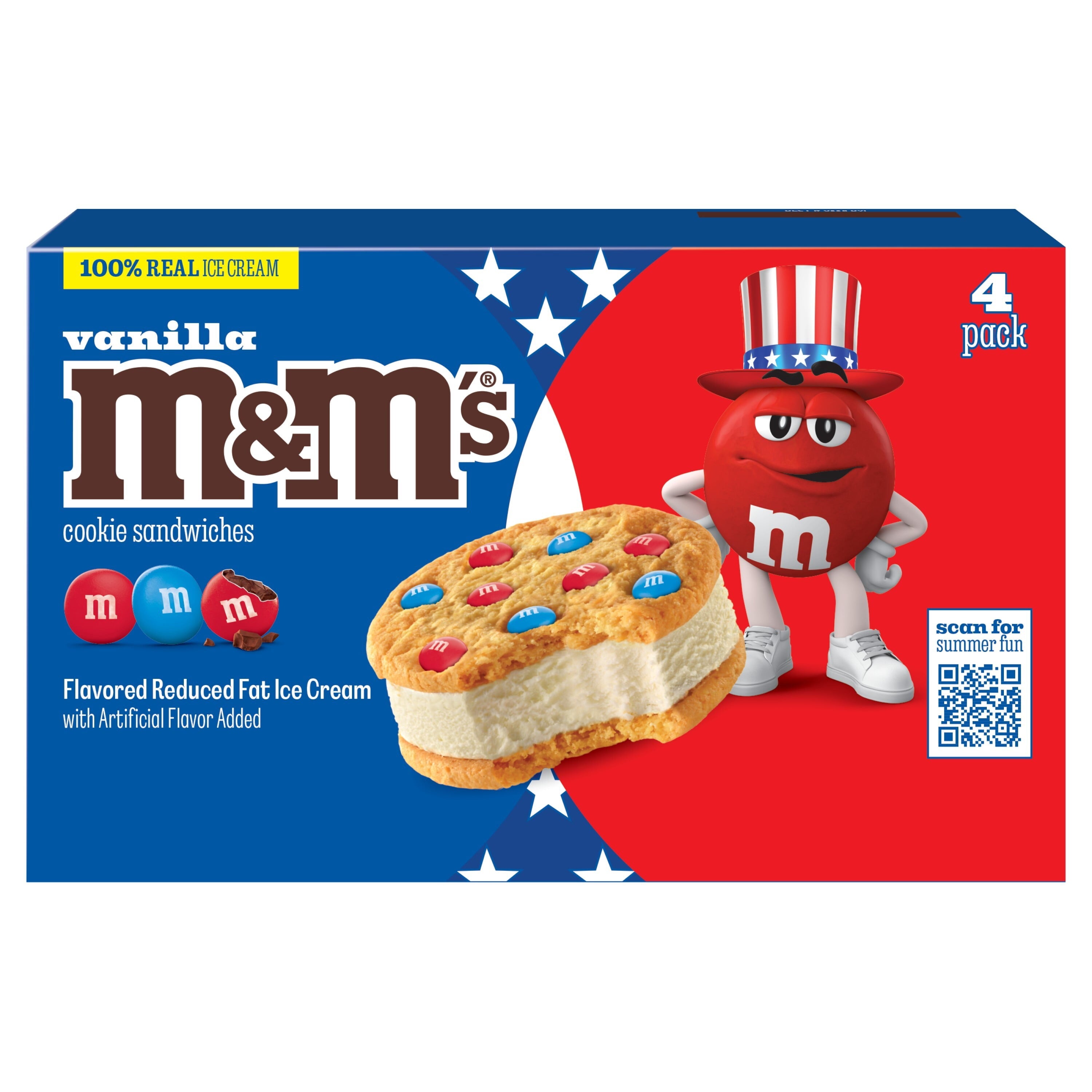 M&M'S Vanilla Ice Cream Cookie Sandwiches 4 Count 16 Fl Oz