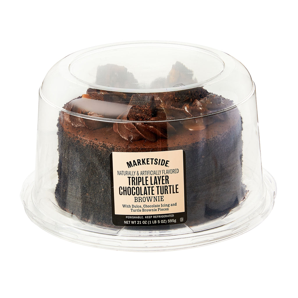 Triple Layer Chocolate Turtle Brownie Cake 21 Oz Refrigerated Marketside