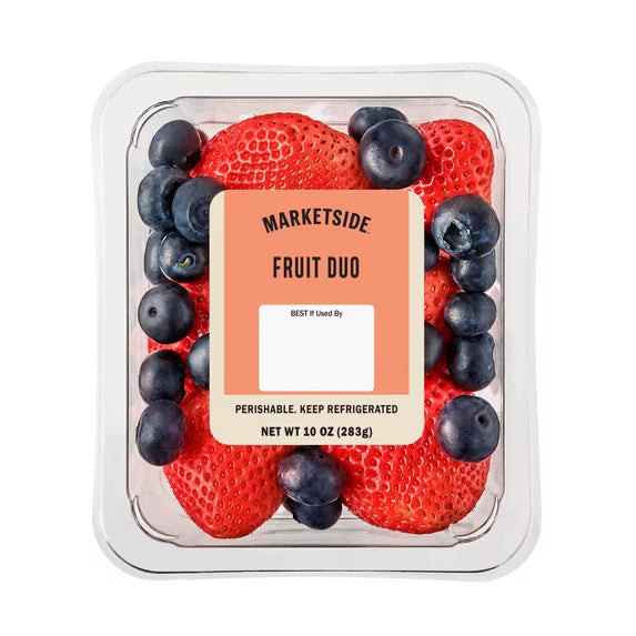 Marketside Fresh Cut Fruit Duo, 10 oz Tray, Strawberry and Blueberry