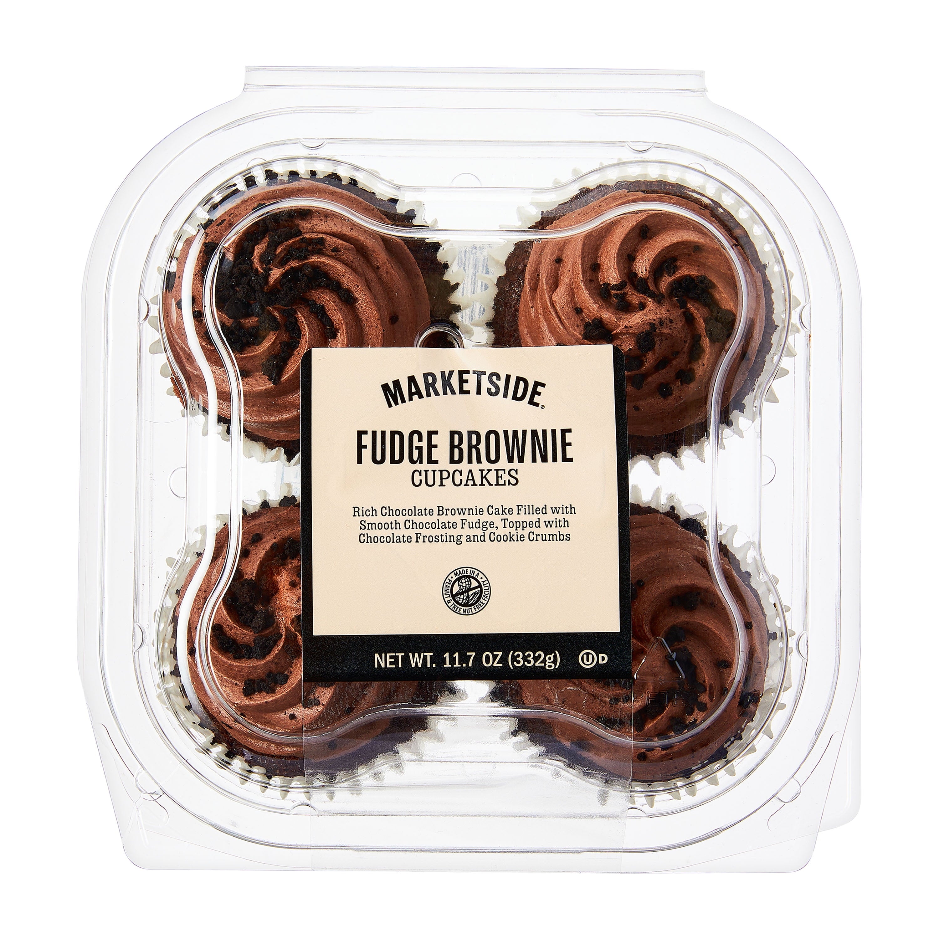 Fudge Brownie Cupcakes 11.7 Oz 4 Count Marketside
