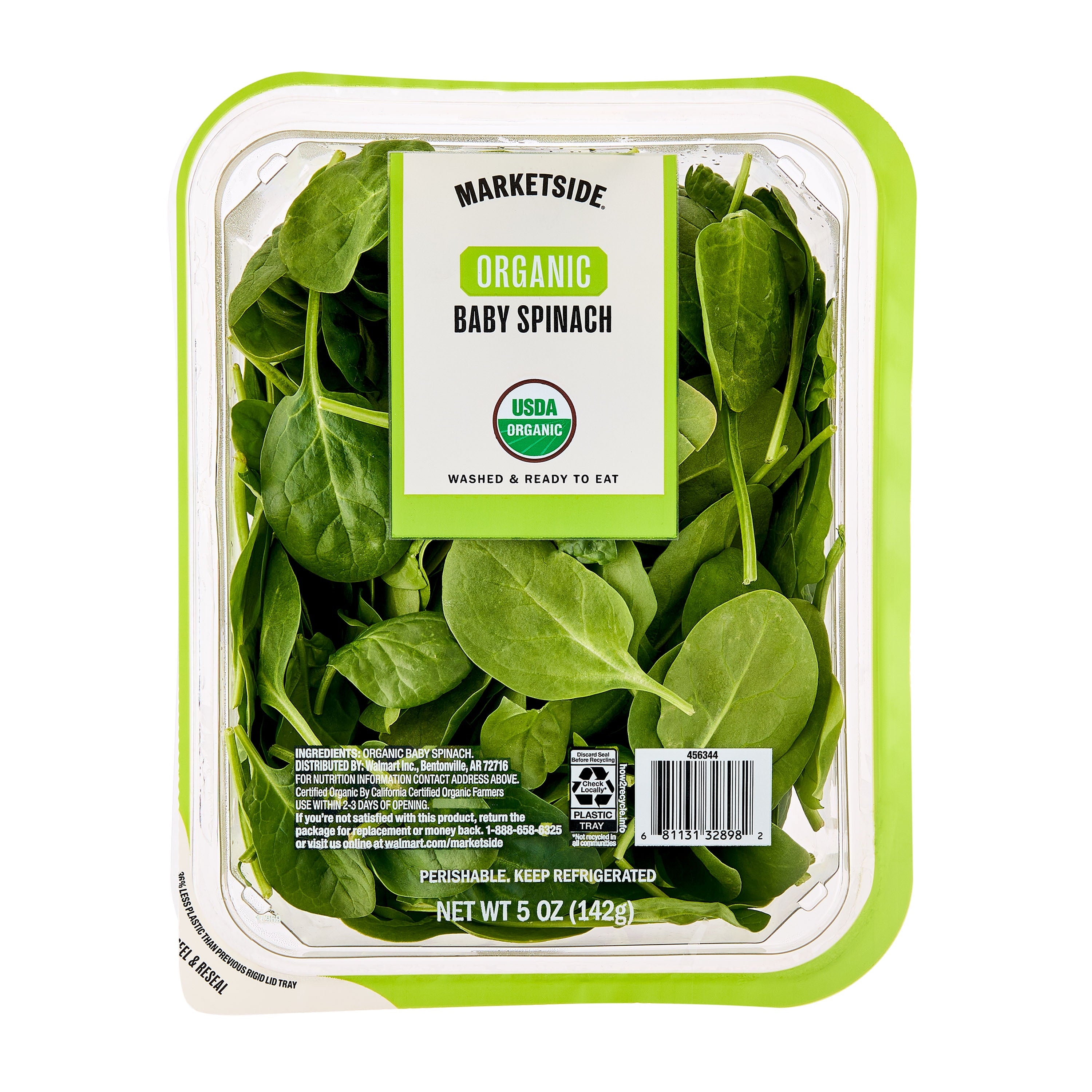 Marketside Organic Baby Spinach 5 Oz Clam Shell