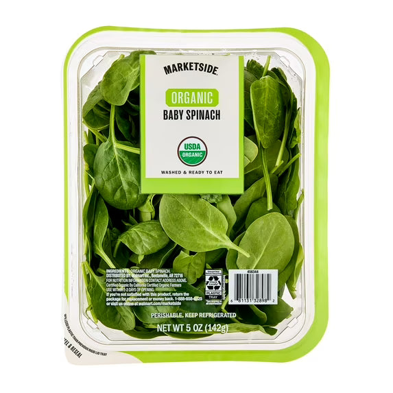 Marketside Organic Baby Spinach Salad, 5 oz Clam Shell (Fresh)