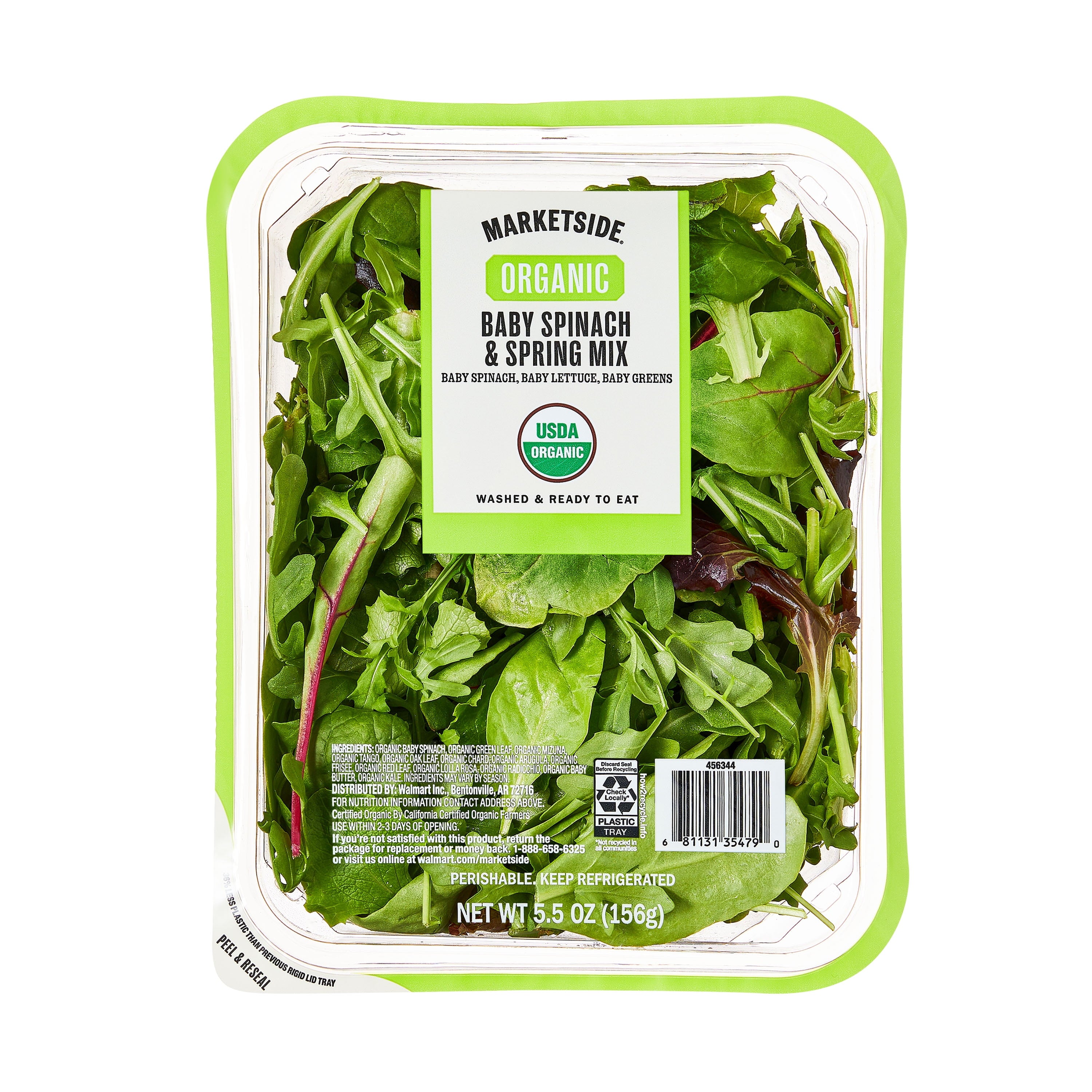 Fresh Marketside Organic Spinach And Spring Mix 5.5 Oz Bag