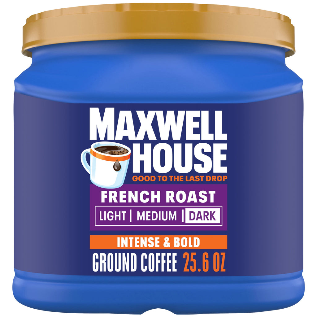 Maxwell House French Roast Naturally Caffeinated Dark Roast Ground Coffee 25.6 oz Canister