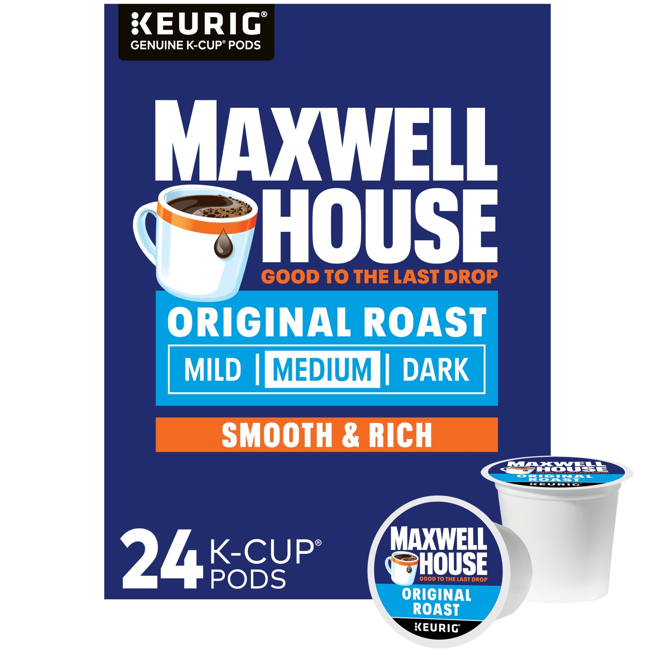 Maxwell House Original Roast Medium Roast K-Cup Coffee Pods 24 Count Box