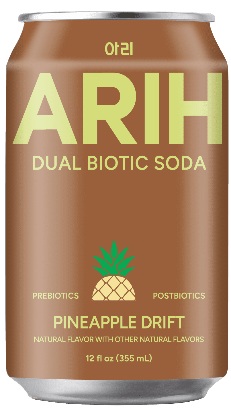 ARIH Dual Biotic Pineapple Drift Prebiotic Postbiotic Soda 12 fl oz