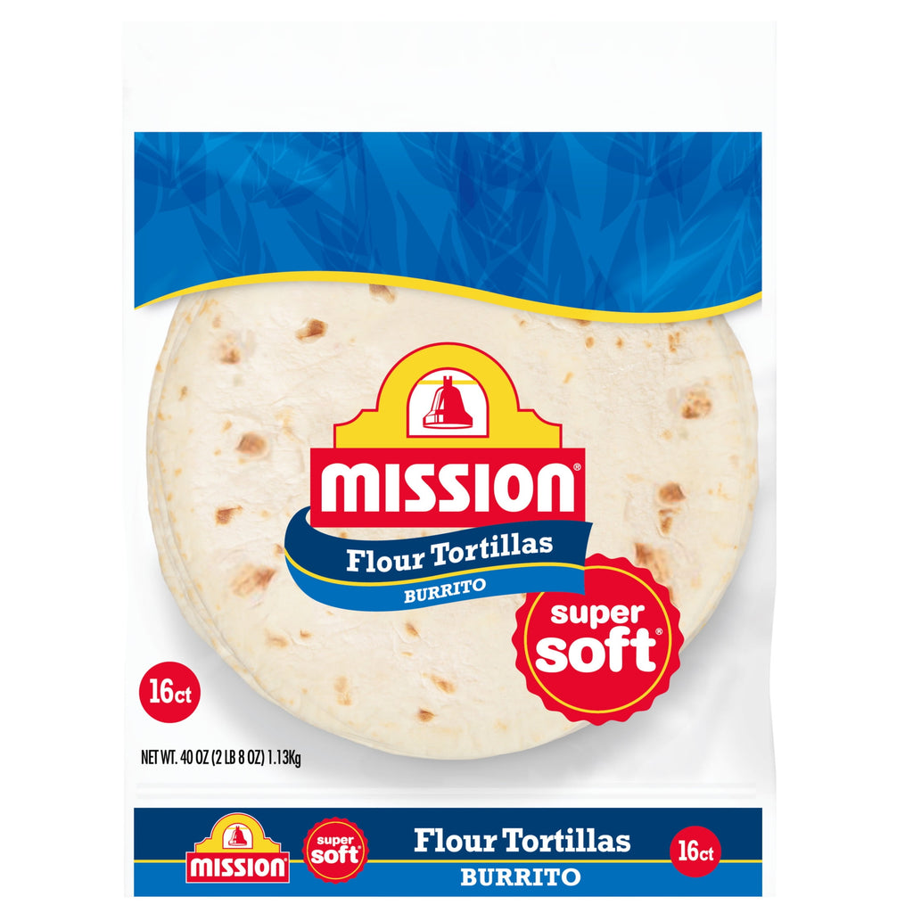 Super Soft Flour Tortillas Burrito Size 2.86 Lb 16 Count Mission