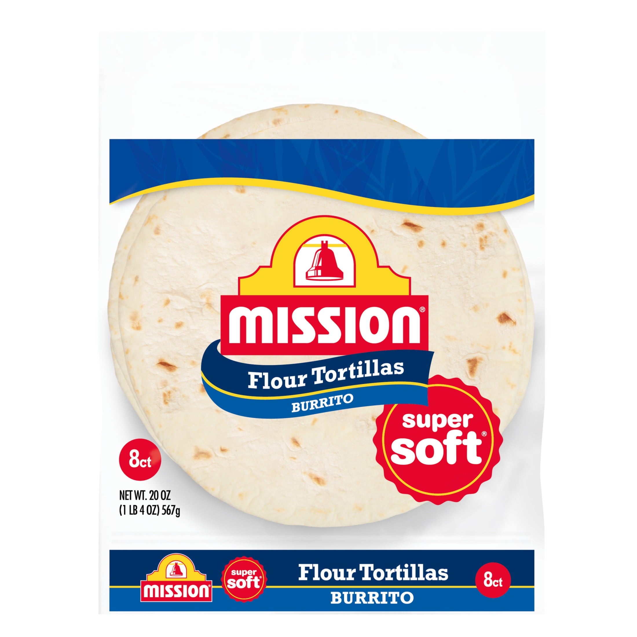 Super Soft Flour Tortillas Burrito Size 20 Oz 8 Count Mission