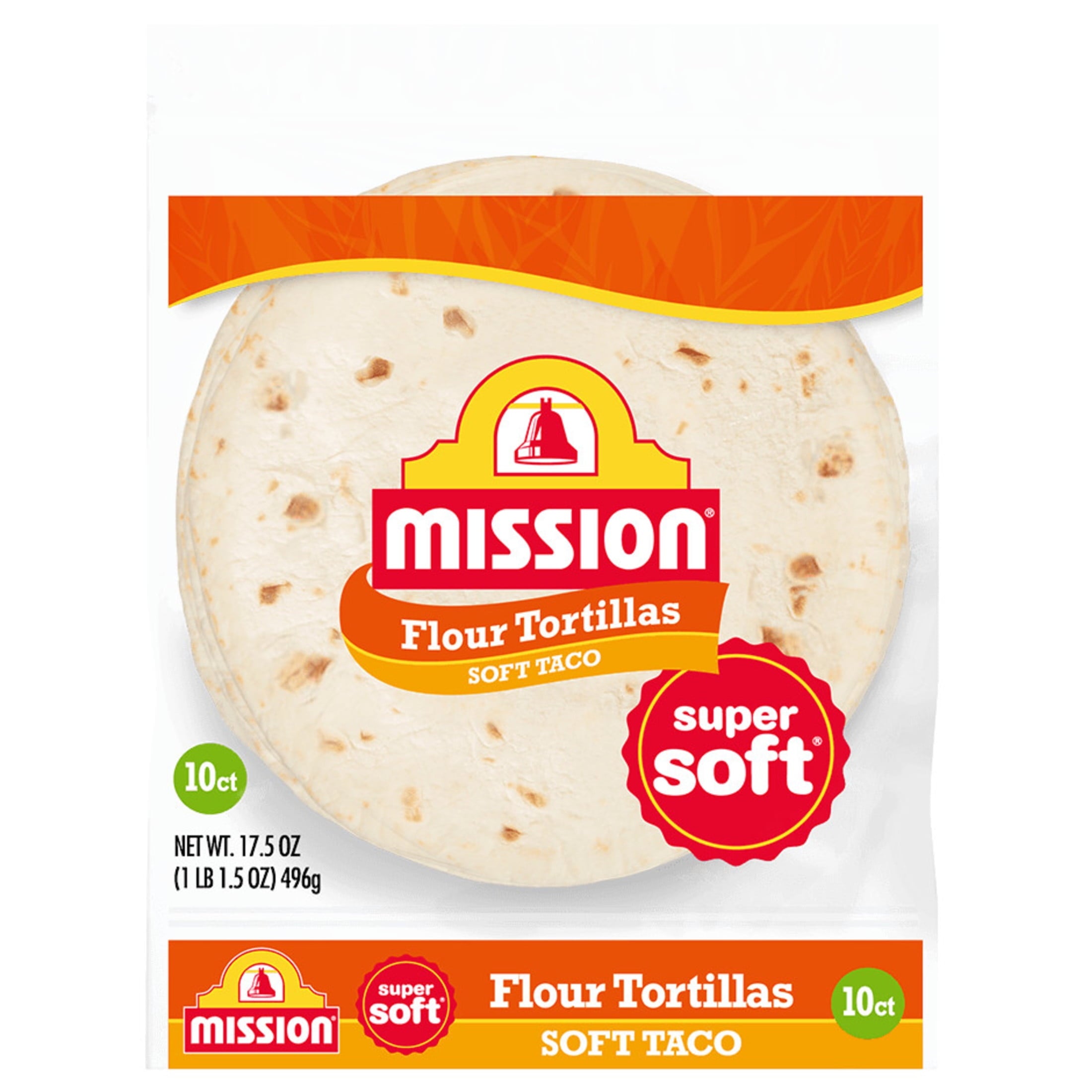 Super Soft Flour Tortillas Soft Taco Size 10 Count Mission